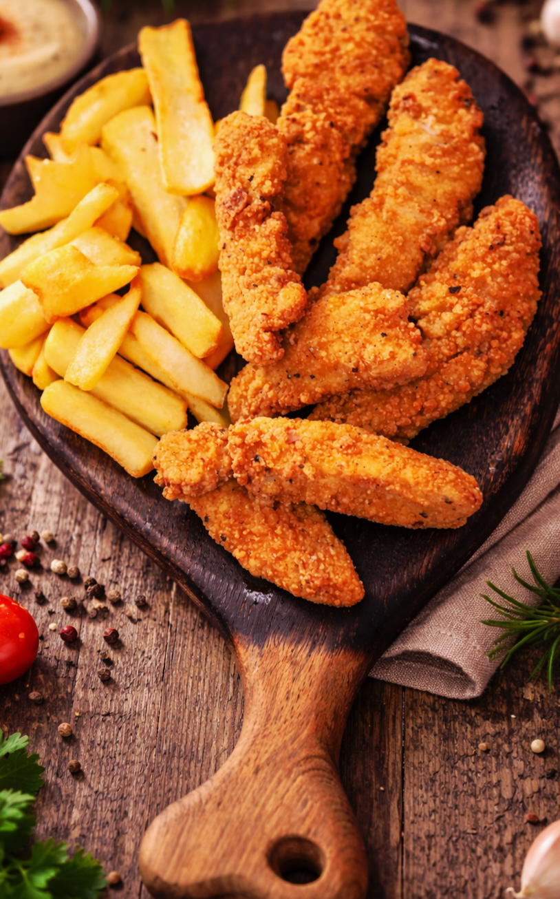 Fingers de pollo con patatas fritas